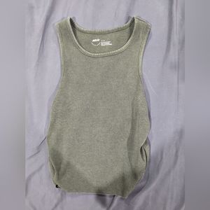 Aerie olive green women's small cropped tank top with side ruching
